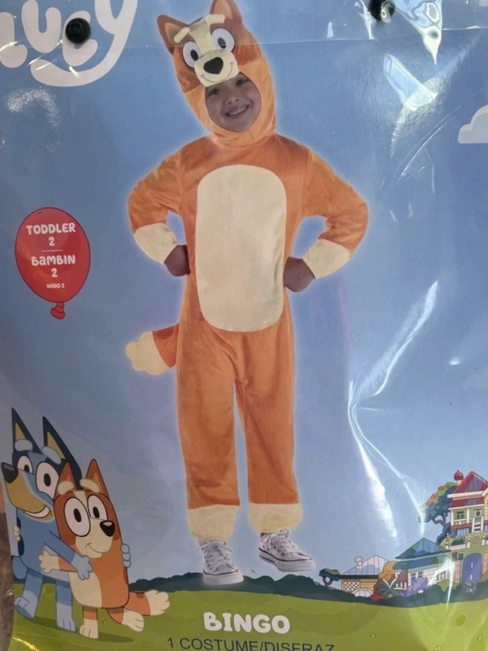 Boys Girls Bluey BINGO Costume Jumpsuit and Mask 2T toddler